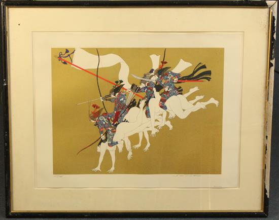 Hideo Takeda (1948-) Surprise attack of Hiyodorigoe, from the Genpei Series, overall 19 x 24.5in.